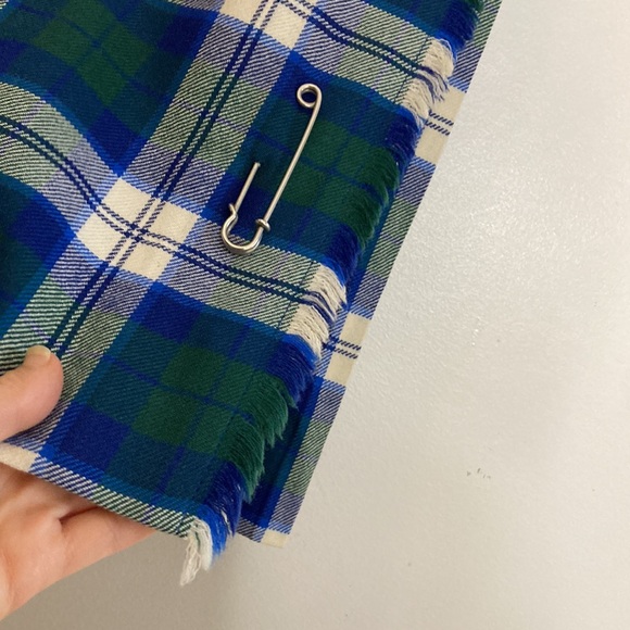 Vintage Kilt Womens Small Blue White Green Tartan Plaid Pleated Short Skirt - Picture 6 of 11